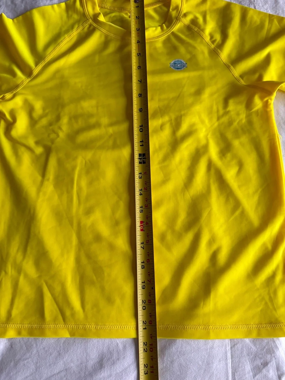 Girls Bright Yellow Long Sleeve Rash Guard Swim Shirt Size 11-13 Sun Protection